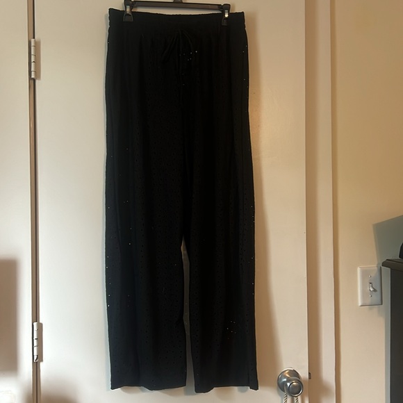 Black Eyelet Beach Pants Size XL - Picture 2 of 6